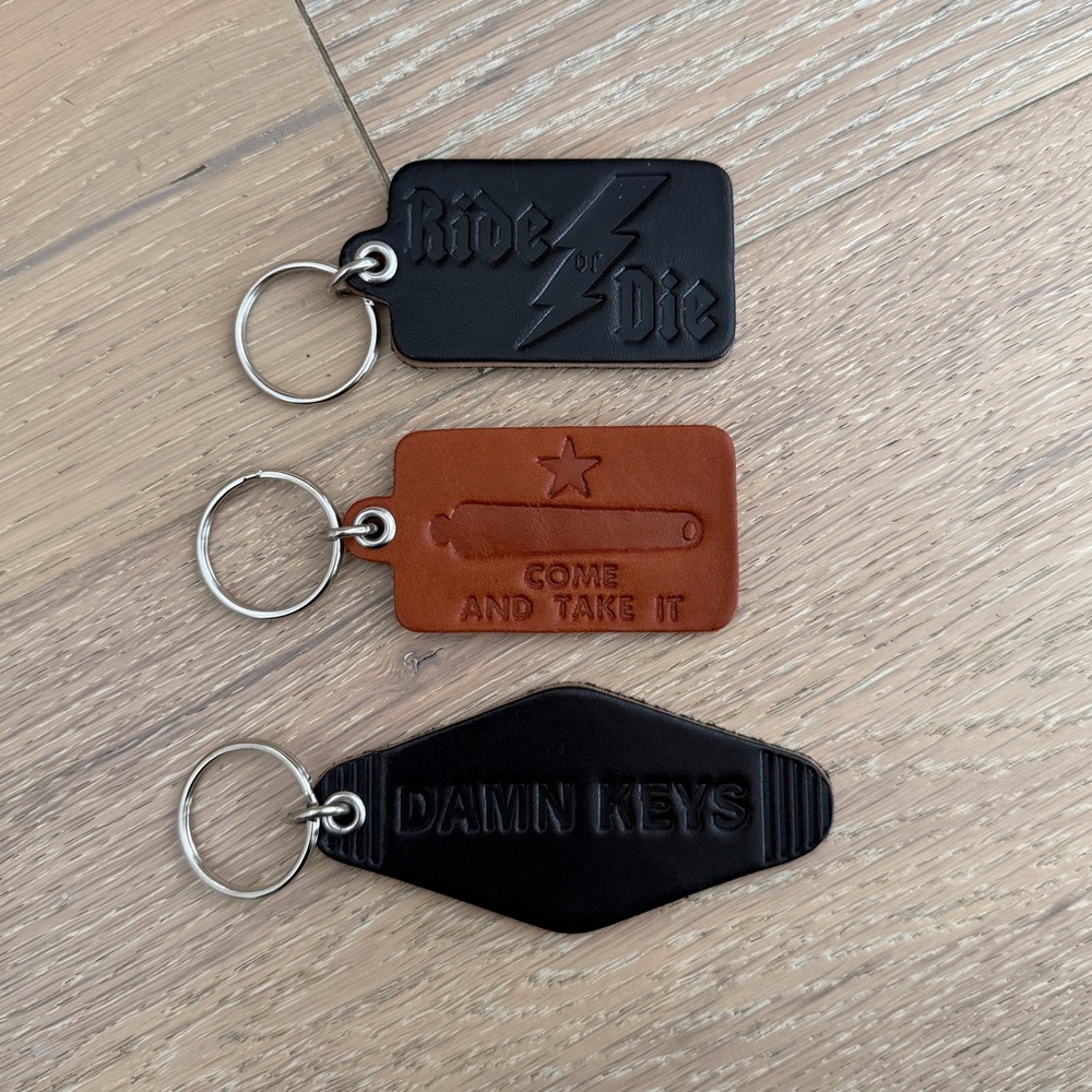 Set of 3 Handmade Leather Keychains